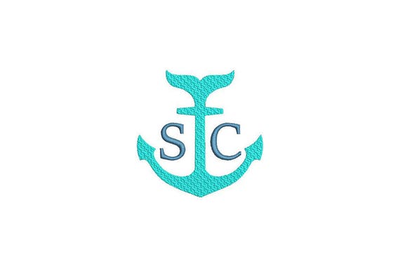 Whale Anchor 6 Machine Embroidery File design 4x4 inch hoop - Monogram - instant download