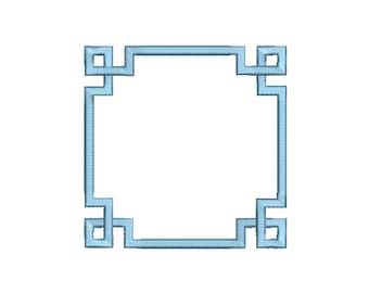 Greek Key Square Monogram Frame -  Machine Embroidery File design -  5x7 hoop - Square Border Frame