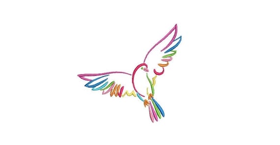 Rainbow Dove - Machine Embroidery File design - 4x4 inch hoop - Monogram Frame - - Dove Embroidery download