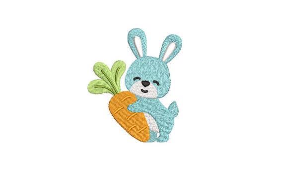 Bunny and Carrot - Machine Embroidery File design 4 x 4 inch hoop - Easter Embroidery Design
