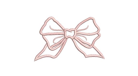 Blush Bow Applique Machine Embroidery File design 5x7 hoop - Ribbon Bow Applique Download