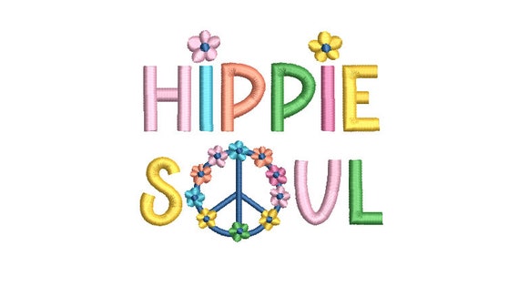 Hippie Soul Embroidery - Machine Embroidery Peace Flower Wreath File design 4x4 inch hoop instant download