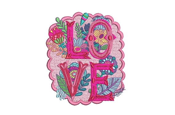 Love Patch Machine Embroidery File design - 5x7 inch hoop - Instant download