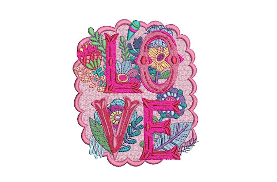 Love Patch Machine Embroidery File design - 5x7 inch hoop - Instant download