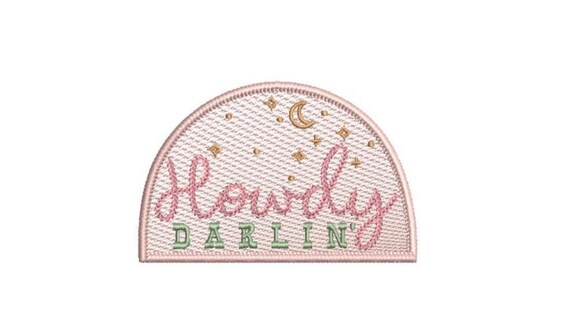 Howdy Darlin Machine Embroidery File design - 5x7 inch hoop - Western Embroidered Patch Design Download