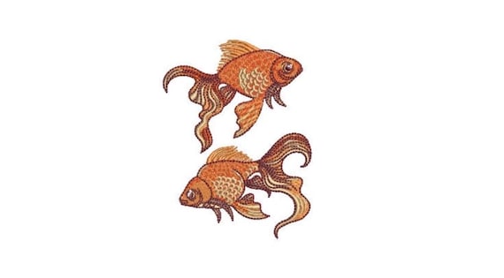 Goldfish Machine Embroidery File design - 4x4 inch hoop - Fish Design - Gold Fish Embroidery