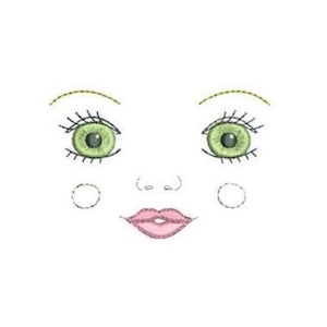 ITH In The Hoop Handgemaakte look Kissing Doll Face Machine Borduurbestand ontwerp 5 x 7 poppengezicht borduurwerk