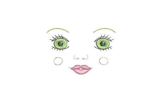 ITH In The Hoop Handmade look Kissing Doll Face Machine Embroidery File design 5x7 doll face embroidery