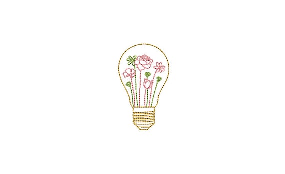 Lighbulb Flowers Machine Embroidery File design 5cm - 3 x 3 inch hoop