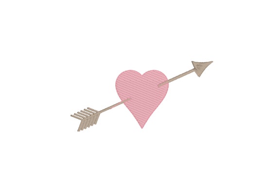 Whimsical Heart & Arrow Machine Embroidery File design - 4 x 4 inch hoop - instant download