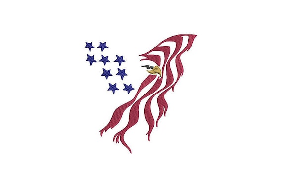 Stars and Stripes American Eagle Embroidery - Machine Embroidery File design - 5x7 inch hoop