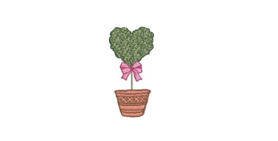 Heart Topiary Tree Embroidery Design -  Machine Embroidery File design - 3 x 3 inch hoop - Instant Download
