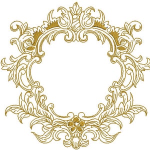 Baroque Flower Frame Embroidery Design - Machine Embroidery File - design 8x8 inch hoop - Monogram frame
