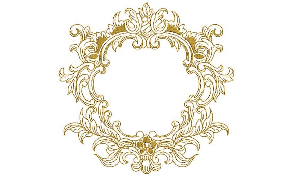 Baroque Flower Frame Embroidery Design - Machine Embroidery File - design 8x8 inch hoop - Monogram frame