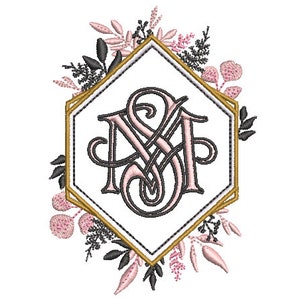 Romantic Monogram Frame - Machine Embroidery File design - 4x4 inch hoop - Monogram Frame