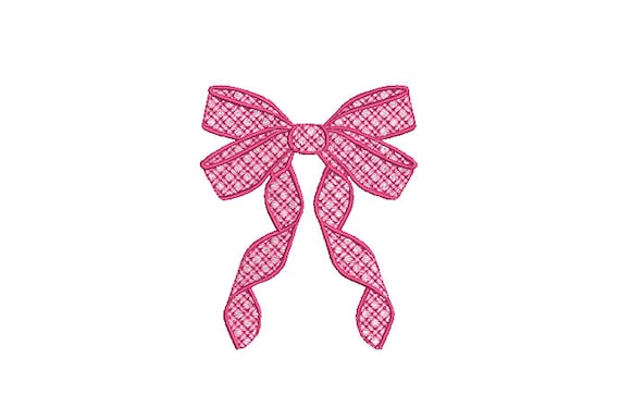 Big Plaid Bow Machine Embroidery File design - 4 x 4 inch hoop - Monogram Design - Bow embroidery Design