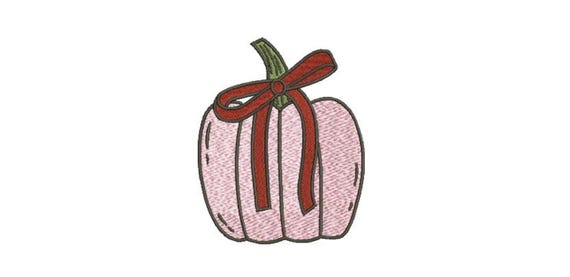 Coquette Embroidery - Pumpkin With Bow Machine Embroidery design - 4 x4 inch hoop - instant download
