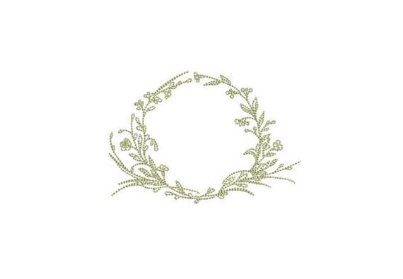 Simple Vine Wreath Wreath- Machine Embroidery File design - 4x4 inch hoop - monogram Frame - Instant download