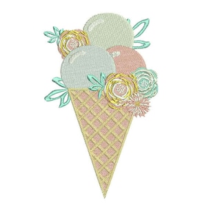 Pastell Shabby Chic Eis Kegel Maschinenstickdatei Entwurf 5 x 7 Zoll Reifen - sofort-download