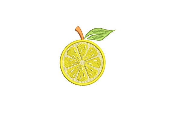 Lemon Sliced Citrus - Machine Embroidery File design - 4 x 4 inch hoop  - embroidery patch design