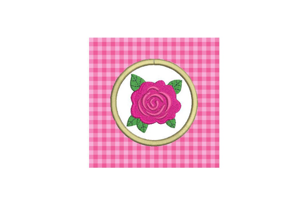 Rose Patch Badge Machine Embroidery File Design 4 X 4 Inch