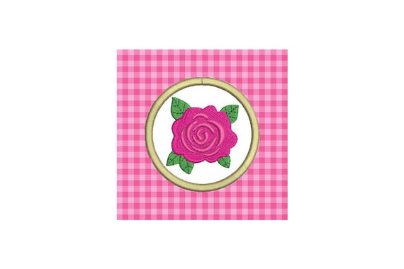 Rose Patch Badge Machine Embroidery File design 4 x 4 inch hoop Rosette Embroidery Design - instant download