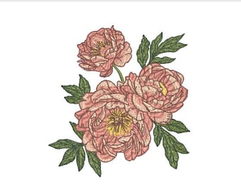 Projekt pliku do haftu maszynowego „Peonies” – tamborek 5 x 7 cali – Plik do haftu „Peony” – Projekt haftu „Kwiat”