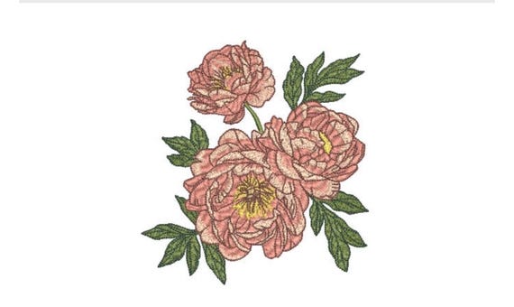 Peonies Machine Embroidery File design - 5 x 7 inch hoop - Peony Embroidery File - Flower Embroidery Design