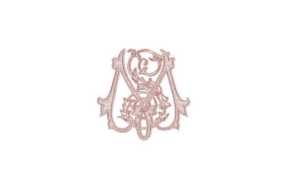 S M Pretty Monogram -  Machine Embroidery File design - 4x4 inch hoop - Vintage Monogram