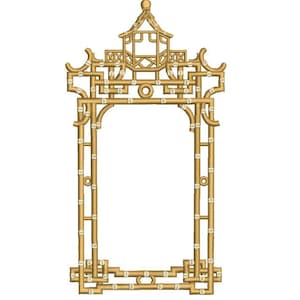Chinoiserie Chic Monogramm goldene Pagode Rahmen - Maschinenstickdatei Design - 5 x 7 Reifen