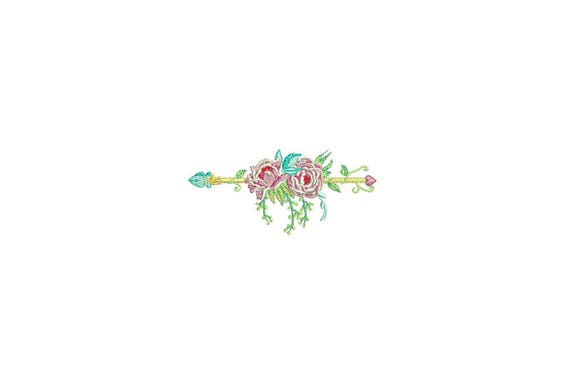 Boho Peony Flower Arrow Machine Embroidery File design 4x4 inch hoop