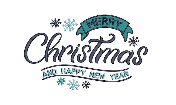 Merry Christmas Embroidery - Machine Embroidery File design  - 5x7 inch hoop - Xmas New Year Embroidery
