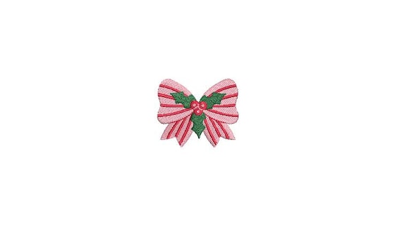 Mini Xmas Bow Christmas Embroidery - Machine Embroidery File design - 4x4 inch hoop - 2 inches Bow - Christmas Embroidery Design