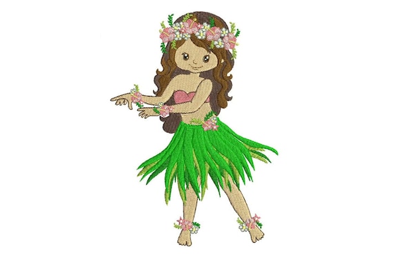 Machine Embroidery Whimsical Hula Girl Machine Embroidery File design 5x7 inch hoop Beach Design