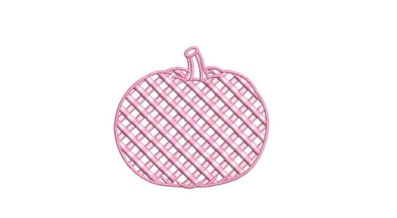 Chinoiserie Chic - Pink Gingham Pumpkin - Machine Embroidery design - 4x4 inch hoop - instant download