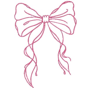 Big Sketched Bow Machine Embroidery File design - 8x12 inch hoop - Pretty Bow Embroidery Design