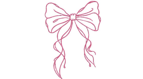 Big Sketched Bow Machine Embroidery File design - 8x12 inch hoop - Pretty Bow Embroidery Design