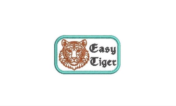 Easy Tiger Patch Machine Embroidery File design - 4x4 inch hoop - Merrow Patch Embroidery Design