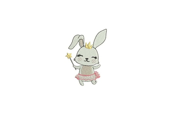 Machine Embroidery Bunny Princess Ballerina Machine Embroidery File design 4x4 inch hoop