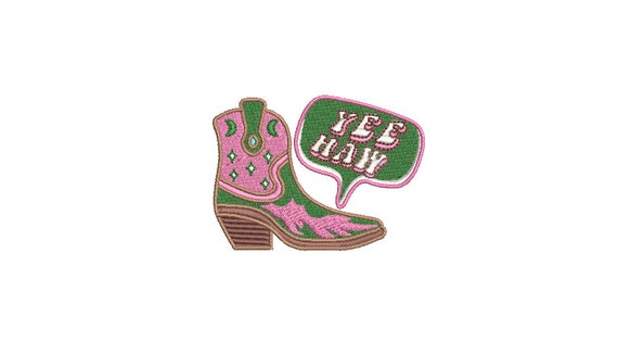 Yee Haw Cowgirl Machine Embroidery File design - 3 x 3 inch hoop - Western Embroidery File - Cowgirl Boots