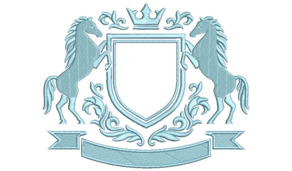 Horse Crest - Machine Embroidery File design - 8 x 8 inch hoop - monogram Frame - Instant download