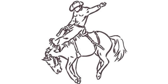Rodeo Cowboy Machine Embroidery File design - 8x8 inch hoop - Western Embroidery Design Download