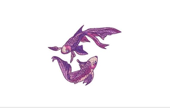Watercolour Koi Fish Machine Embroidery File design - 4x4 inch hoop - Koi Design