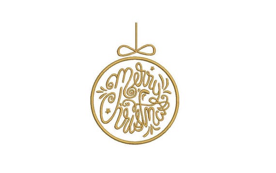 Merry Christmas Bauble Embroidery - Ornament Silhouette Machine Embroidery File design 4x4 inch hoop