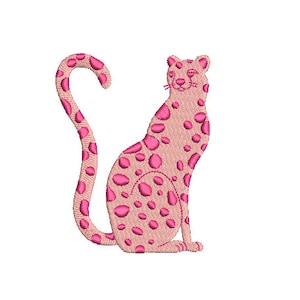 Pink Leopard Machine Embroidery File design - 4x4 inch hoop - Leopard - instant download
