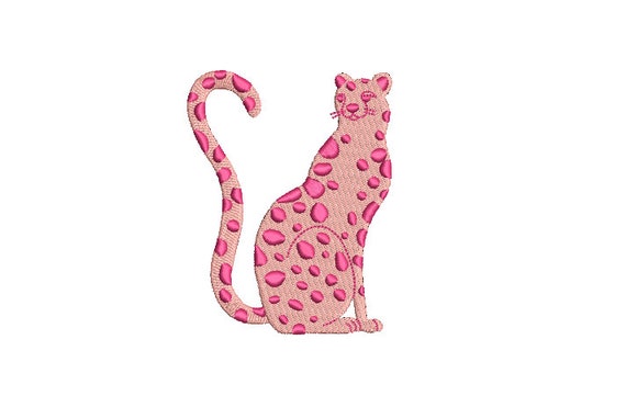 Pink Leopard Machine Embroidery File design - 4x4 inch hoop - Leopard - instant download