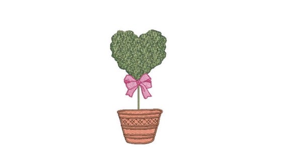 Heart Topiary Tree Embroidery Design -  Machine Embroidery File design - 4 x 4 inch hoop - Instant Download