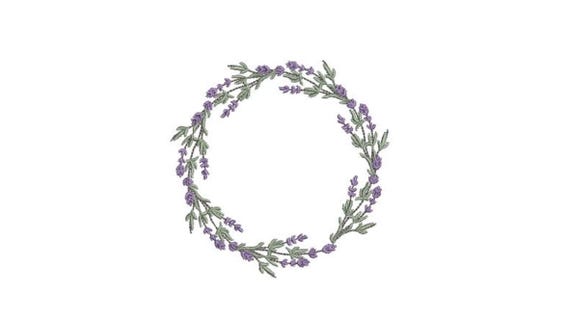 Lavender Wreath Machine Embroidery File design - 4x4 inch hoop - Lavender Embroidery Design