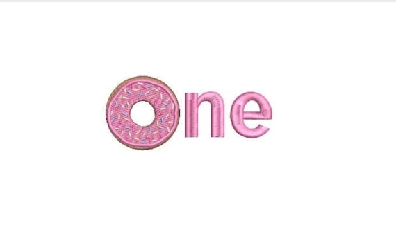 Donut - ONE - First Birthday-  Machine Embroidery File design - 4x4 hoop - embroidery design