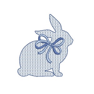 Bunny with bow  - Machine Embroidery File design 4 x 4 inch hoop - Easter Embroidery Design